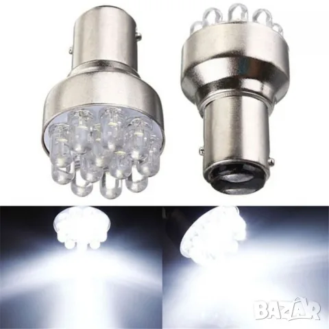 LED крушки BAY15D 12V 6000K 2 броя, снимка 2 - Аксесоари и консумативи - 55865111
