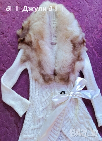 Плетено палто от ангора и сребърна лисица, снимка 5 - Палта, манта - 51679807