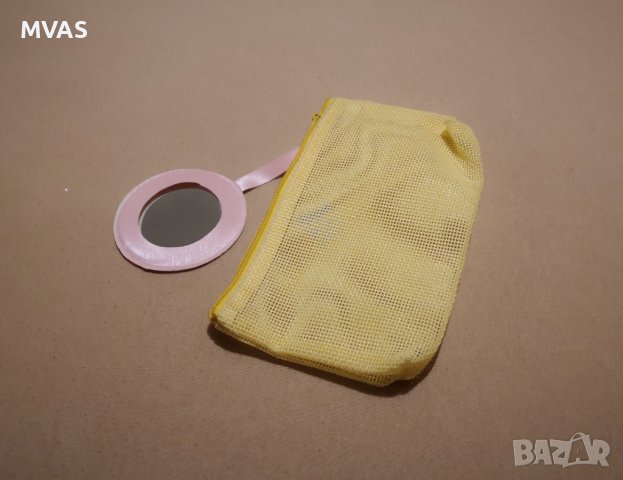 Нов жълт несесер с огледало козметика органайзър