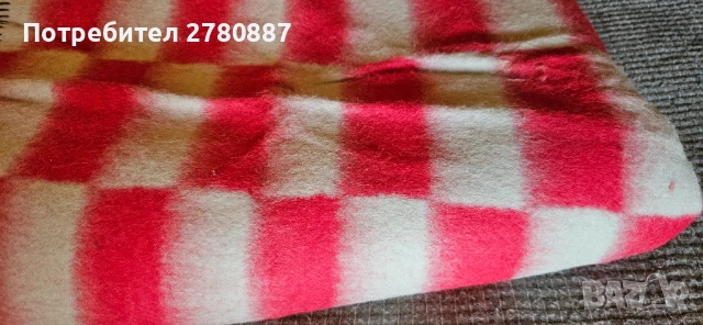 Ретро вълнено одеяло на бяло и червено каре, покривало за легло, снимка 3 - Олекотени завивки и одеяла - 50724510