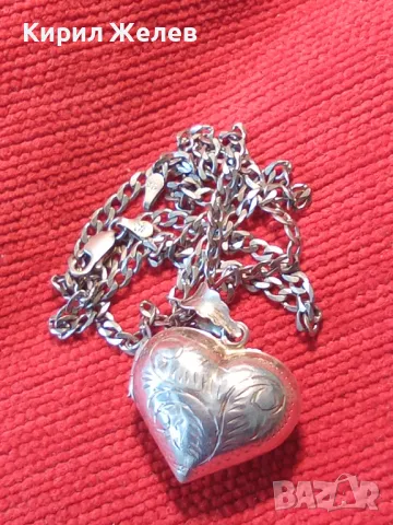 СРЕБЪРНО ЛАНЧЕ СРЕБРО 925 ITALI с РЪЧНО ГРАВИРАНО СРЕБЪРНО СЪРЧИЦЕ Рамка за СНИМКИ СРЕБРО 925 40111, снимка 15 - Колиета, медальони, синджири - 49365764