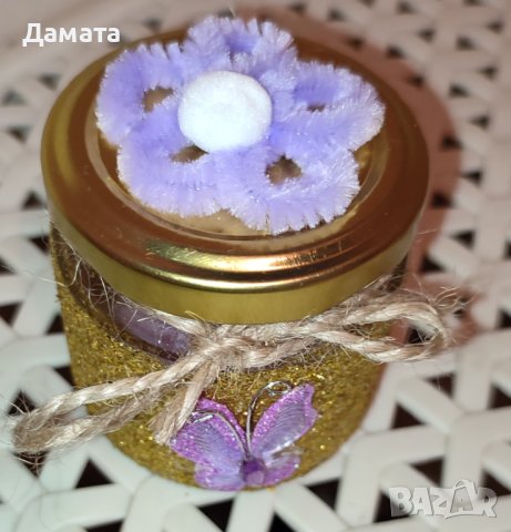 Малки, декорирани бурканчета с чаена свещ , снимка 11 - Декорация за дома - 39897965