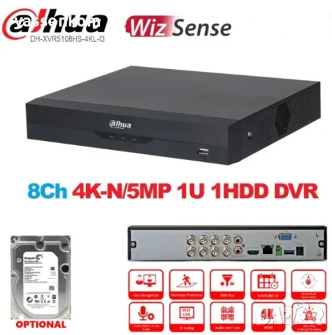 Пентабриден цифров 8 канален XVR DVR DAHUA  с 36 месеца гаранция, снимка 3 - Комплекти за видеонаблюдение - 56164752