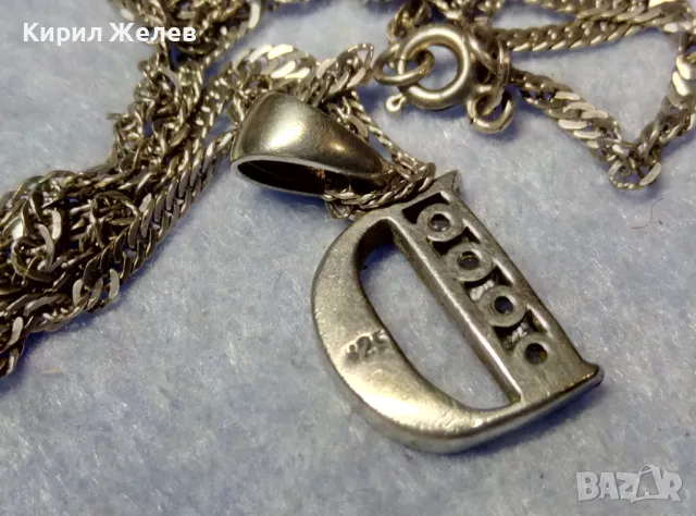 СРЕБЪРЕН АРТ ПЕНДАНТ БУКВА D СРЕБРО 925 ИНКРУСТИРАН с БЛЕСТЯЩИ ЦИРКОНИ със СРЕБЪРНО 925 ЛАНЧЕ 49786, снимка 4 - Колиета, медальони, синджири - 50341354