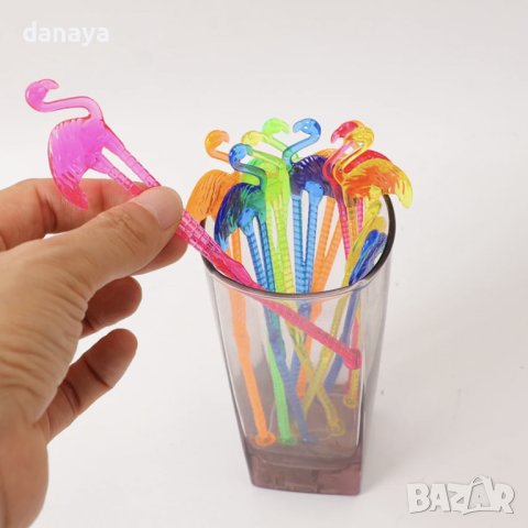 4238 Парти бъркалки за коктейли Фламинго Корона, 6 броя, снимка 4 - Прибори за хранене, готвене и сервиране - 42832206