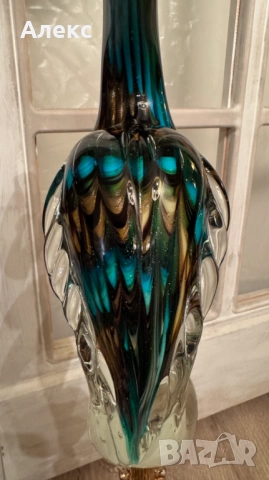 Голяма изящна птица, духано стъкло, 1.320кг, снимка 8 - Статуетки - 52597078