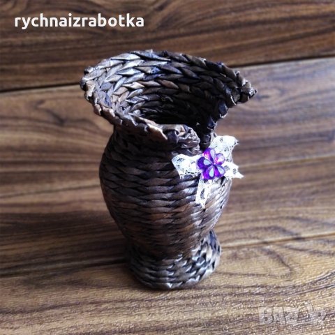 Ваза от хартиени пръчици, снимка 2 - Вази - 28531469