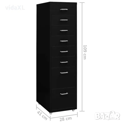 vidaXL Мобилен офис шкаф, черен, 28x41x109 см, метал, снимка 8 - Шкафове - 56147102