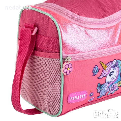 Термо чанта за обяд Fanatee с еднорог, Розов, 22x14x21 см., снимка 3 - Хладилни чанти - 51509277