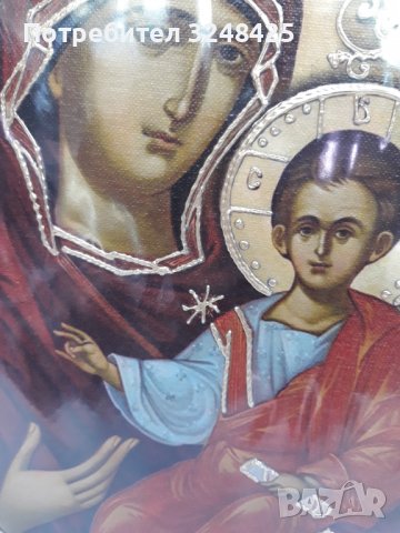 Много голяма икона на платно , р-р А3 , със Света Богородица майка , р-ри 45 / 32 / 1,5 см , снимка 11 - Икони - 37534427