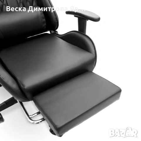 Геймърски стол с прибираща се подложка за крака и функция за масаж - черен, снимка 8 - Столове - 53959280
