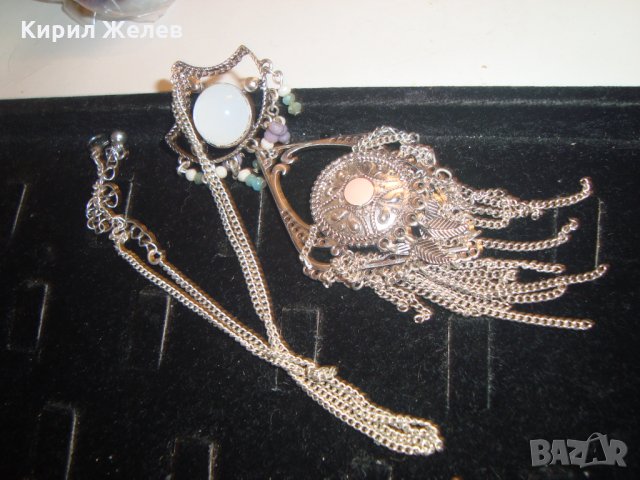 СРЕБРИСТ ОРИЕНТАЛСКИ СТИЛ МЕДАЛЬОН КОЛИЕ ОГЪРЛИЦА с БЯЛ и РОЗОВ КВАРЦ 8627, снимка 6 - Колиета, медальони, синджири - 30636867