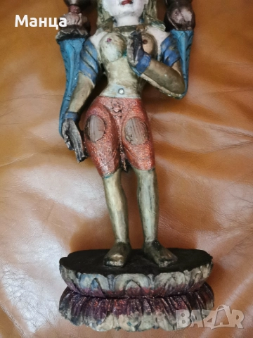 Дървена фигура на Богиня Тара, снимка 3 - Антикварни и старинни предмети - 52890397