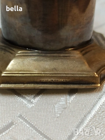 Стилен стар посребрен свещник E.P C.A,, снимка 4 - Антикварни и старинни предмети - 54239343