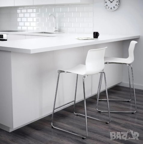 Стилен бар стол Ikea GLENN бял/хром НОВИ-Цена до изчепване, снимка 9 - Столове - 39640629