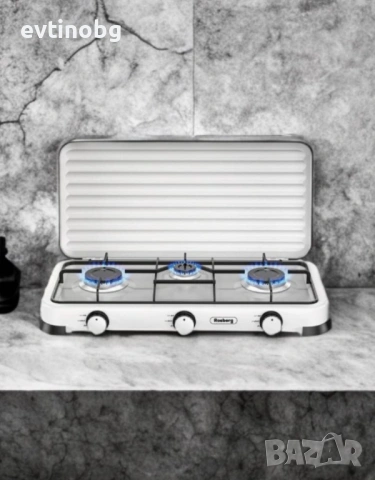 Троен газов котлон газов с капак Rosberg, 30mbar 2x2.2kWh+1x1kWh, снимка 5 - Газови котлони - 54100749