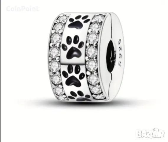 Сребърен талисман лапички , снимка 2 - Гривни - 49229514