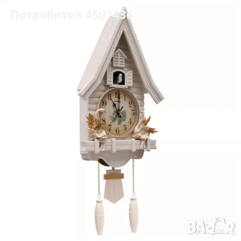 Бял стенен часовник с кукувица,форма на къща,безшумен, регулируема сила на звука, снимка 6 - Стенни часовници - 52116104