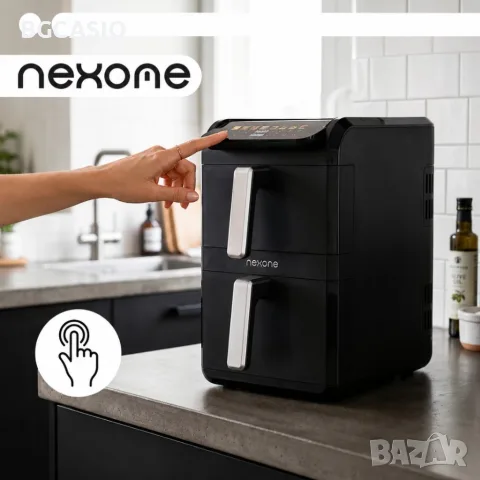 NexOne TwinFryer 11L – Двукамерен фритюрник с горещ въздух 2800W, две независими кошници, 8 програми, снимка 3 - Фритюрници - 56122202