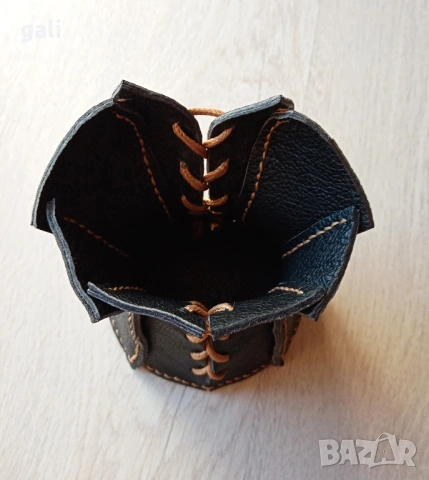 Черен кожен моливник ръчно изработен - за моливи четки инструменти, снимка 6 - Други - 53166662