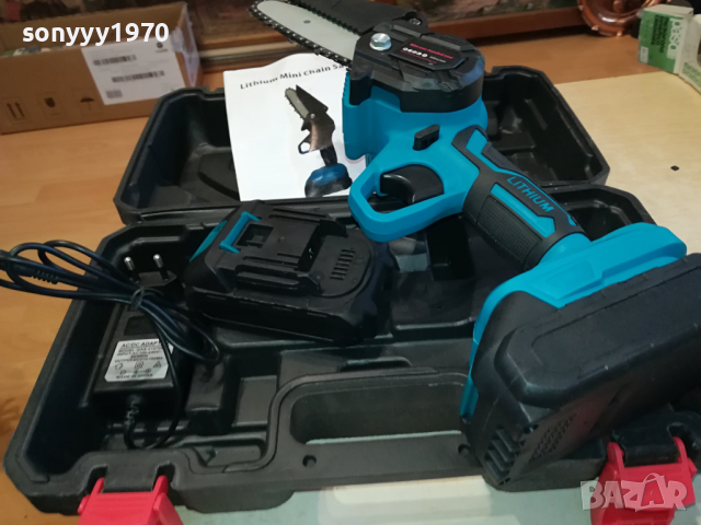 КУФАР С РЕЗАЧКА ЗА ДЪРВА С ЗАРЯДНО И 2БАТ 2503240716, снимка 2 - Градинска техника - 44930788