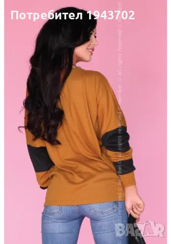 Дамска блуза в кафяв цвят CG027, снимка 3 - Блузи с дълъг ръкав и пуловери - 48118611