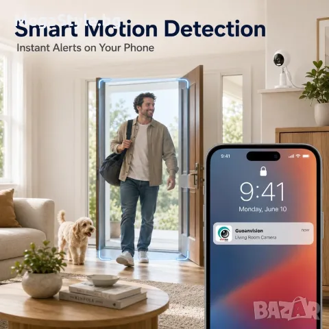 Интелигентна Wi-Fi Камера – 3MP, Двулентова (2.4G/5G Wi-Fi), Цветно Нощно Виждане и Двупосочно Аудио, снимка 3 - IP камери - 55736330