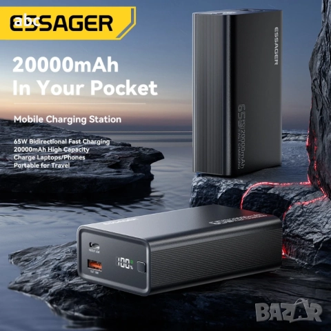 Външна батерия Essager, 20000mAh, 65W, снимка 6 - Оригинални батерии - 52484407