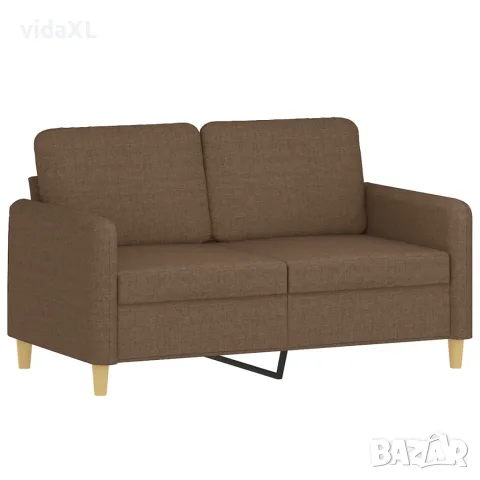 vidaXL Комплект дивани 3 части с възглавници кафяв текстил, снимка 3 - Дивани и мека мебел - 56146678