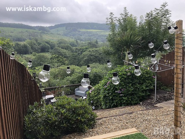 Светещи лампи със соларен панел, декорация за градина гирлянди с 10 ретро лампи - КОД 3704, снимка 5 - Соларни лампи - 37053154