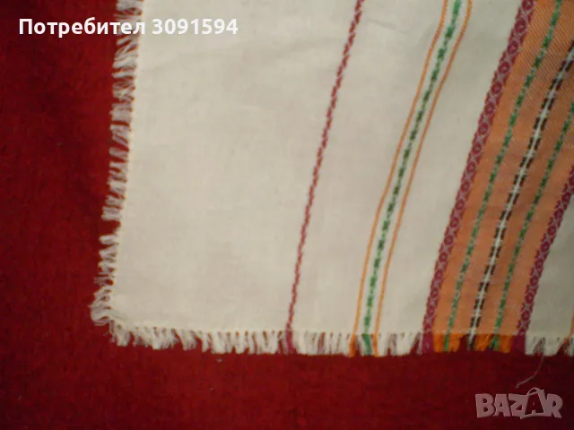 Традиционен българска  покривка в бяло многоцветни мотиви, снимка 4 - Покривки за маси - 48721964