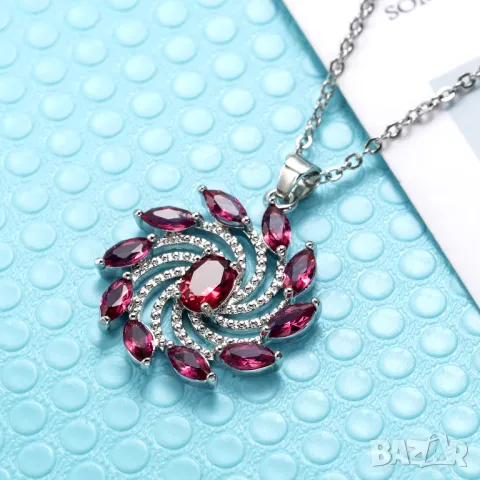 Колие с рубини, снимка 5 - Бижутерийни комплекти - 47837686