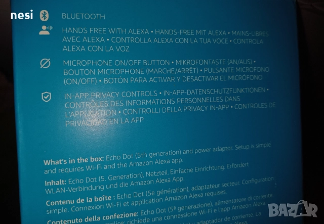 Смарт колонка Amazon Echo Dot, 5-то поколение, с глас чрез Alexa. , снимка 3 - Bluetooth тонколони - 51965756