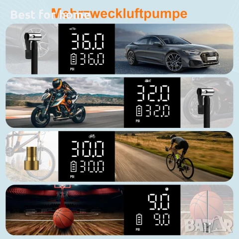 Електрическа въздушна помпа, компресор с батерия 7800 mAh, снимка 6 - Аксесоари и консумативи - 51157978