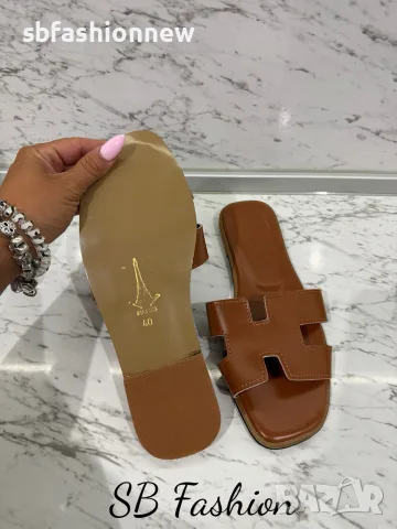 Hermes кафяви чехли 40 номер, снимка 5 - Чехли - 55774228