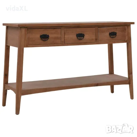 vidaXL Конзолна маса, чамова дървесина масив, 126x40x77,5 cм, кафява（SKU: 246122）
