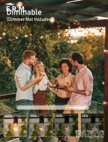 Струнни светлини Гирлянд светлина от 25 крушки парти лампички  декорация за кафе сватба рожден ден п, снимка 6 - Външни лампи - 40418762