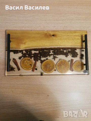 поднос от епоксидна смола и ясен , снимка 3 - Декорация за дома - 52078480