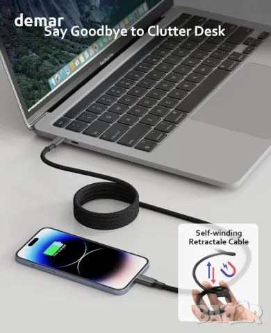 USB 4 кабел 240W, 70 см USB C кабел, поддържащ дисплей 8K@60HZ, 4K@144HZ, 20Gpbs пренос на данни, снимка 2 - Кабели и адаптери - 47865127