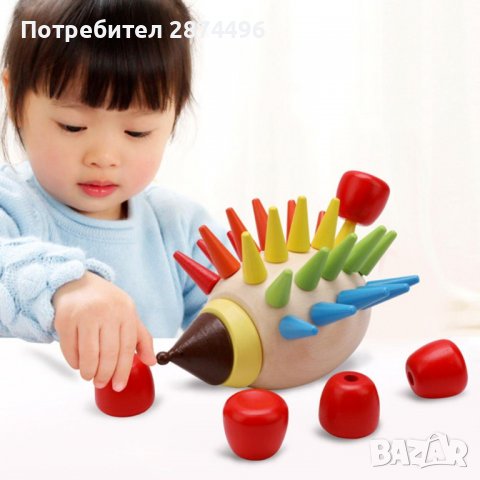 36180 Таралеж с ябълки -Играчка за сортиране , снимка 13 - Образователни игри - 36765650