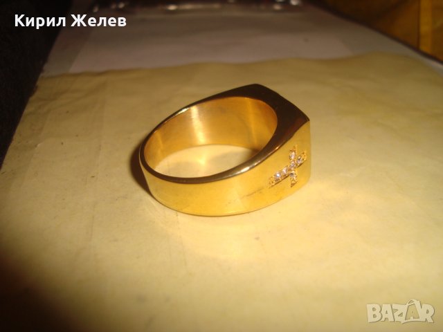 ПОЗЛАТЕН СКЪПОЦЕНЕН СТОМАНЕН ПРЪСТЕН с РАЗПЯТИЕ НОВ КРАСИВ 61541, снимка 8 - Пръстени - 34365301