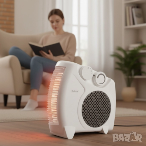 Отоплителна вентилаторна печка Rosberg – 2000W, черен/бял, снимка 6 - Друга електроника - 51852377