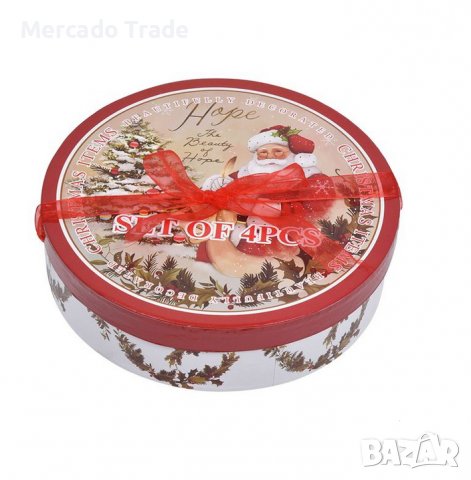 Коледен комплект Merkado Trade, 4бр.,Чинии за сервиране, Дядо Коледа, снимка 2 - Сервизи - 38552369