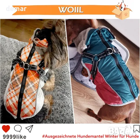 Палто за малко куче Woiil, водоустойчива жилетка за кученца (S, червено), снимка 2 - За кучета - 48195844