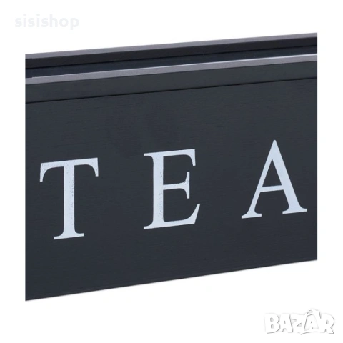 Модерна дървена кутия за съхранение на чай – 6 отделения, черен цвят 4662, снимка 4 - Други стоки за дома - 53989353
