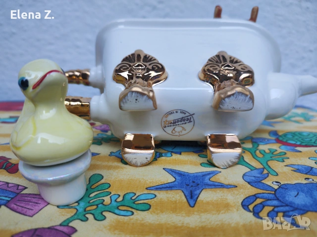 Уникален декоративен чайник Вана с патенце Swineside Англия, снимка 14 - Декорация за дома - 54003494