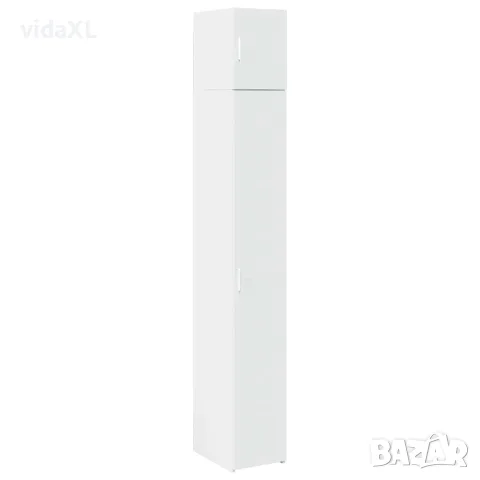 vidaXL Тесен шкаф за съхранение, бял, 30x42,5x225 см, инженерно дърво