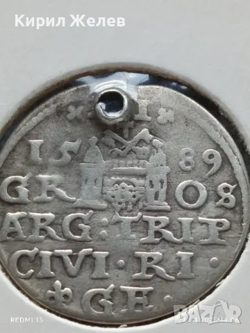 Сребърна монета 3 гроша 1589г. Сигизмунд трети Херцогство Ливония 28461, снимка 6 - Нумизматика и бонистика - 50020689