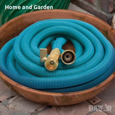 Гъвкав градински маркуч с медни накрайници — 5/15 м, снимка 6 - Напояване - 53910969