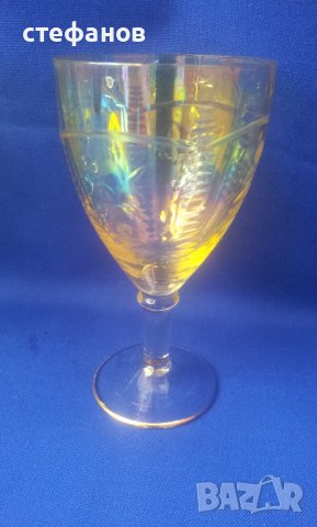 Стъклени чаши за концентрат или вино, богата ръчна инкрустация, столче, седефен ефект, снимка 8 - Чаши - 40783411